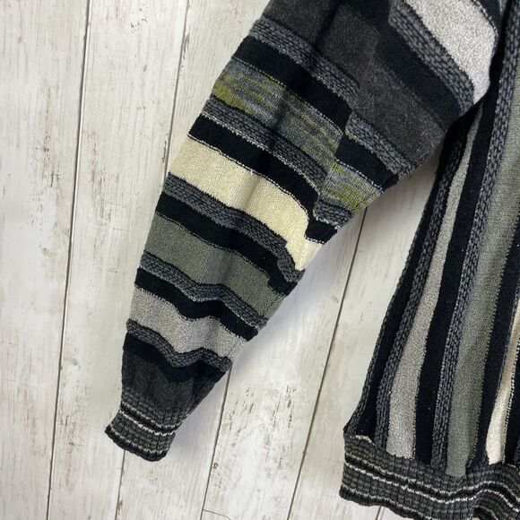 Vtg Bachrach Sweater Men’s L Black Gray Striped Textured Biggie Cosby 90s USA - Picture 6 of 9